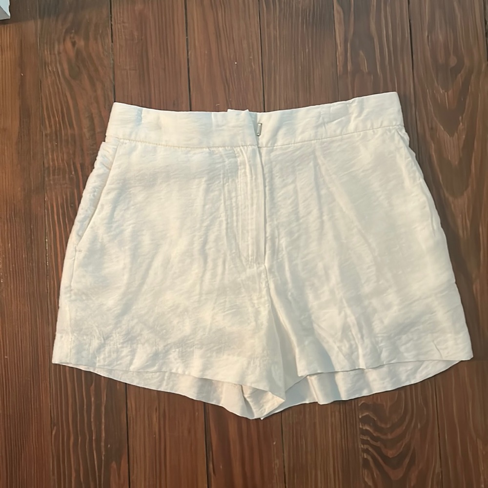 Faux-linen off white shorts